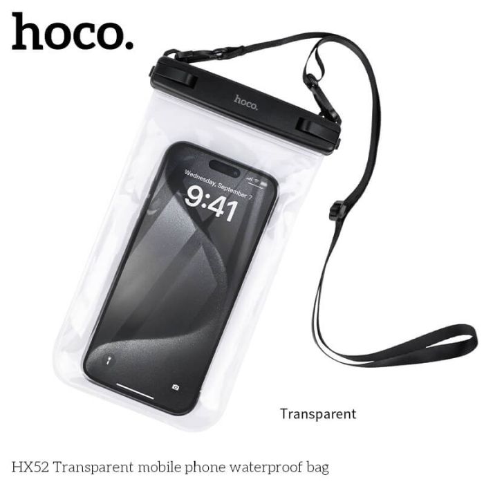 Hoco HX52 Transparent Waterproof Mobile Phone Bag - Saif Al Najmi KwPhone CaseHocoSaif Al Najmi KwHoco HX52 Transparent Waterproof Mobile Phone Bag