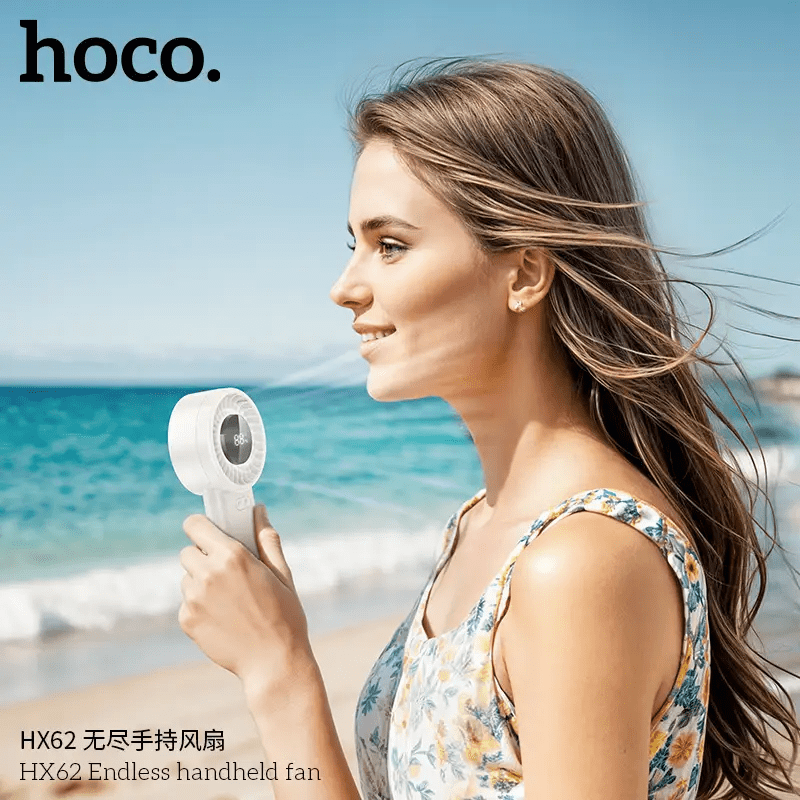Hoco HX62 Endless Handheld Fan – 6000mAh Rechargeable Portable Fan - Saif Al Najmi KwFansHocoSaif Al Najmi KwHoco HX62 Endless Handheld Fan – 6000mAh Rechargeable Portable Fan