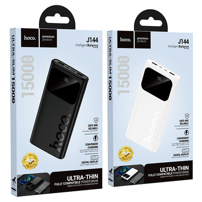 Hoco J144 15000mAh Ultra-Thin Dual USB Power Bank with Digital Display