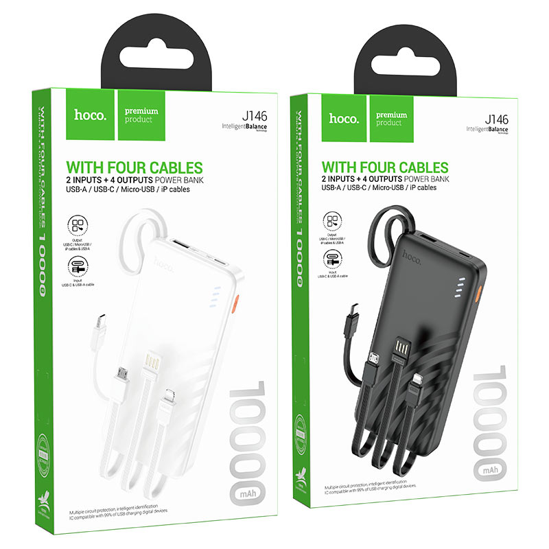 Hoco J146 Night Tide Power Bank – 4 Cables 10000mAh