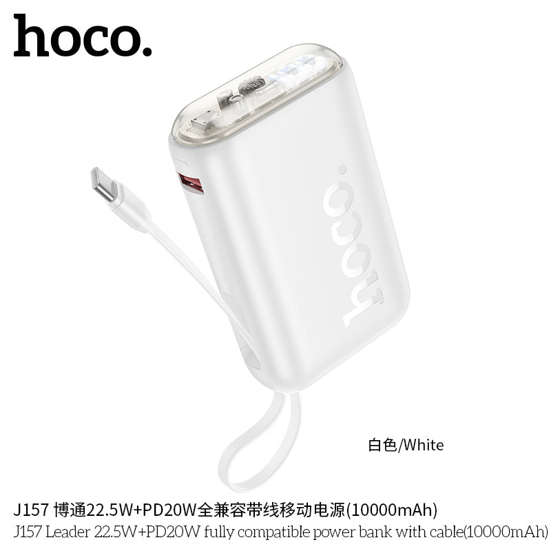 Hoco J157 Leader 22.5W + PD20W Power Bank – 10,000 mAh Fast Charger - Saif Al Najmi KwPower BanksHocoSaif Al Najmi KwWhiteHoco J157 Leader 22.5W + PD20W Power Bank – 10,000 mAh Fast Charger