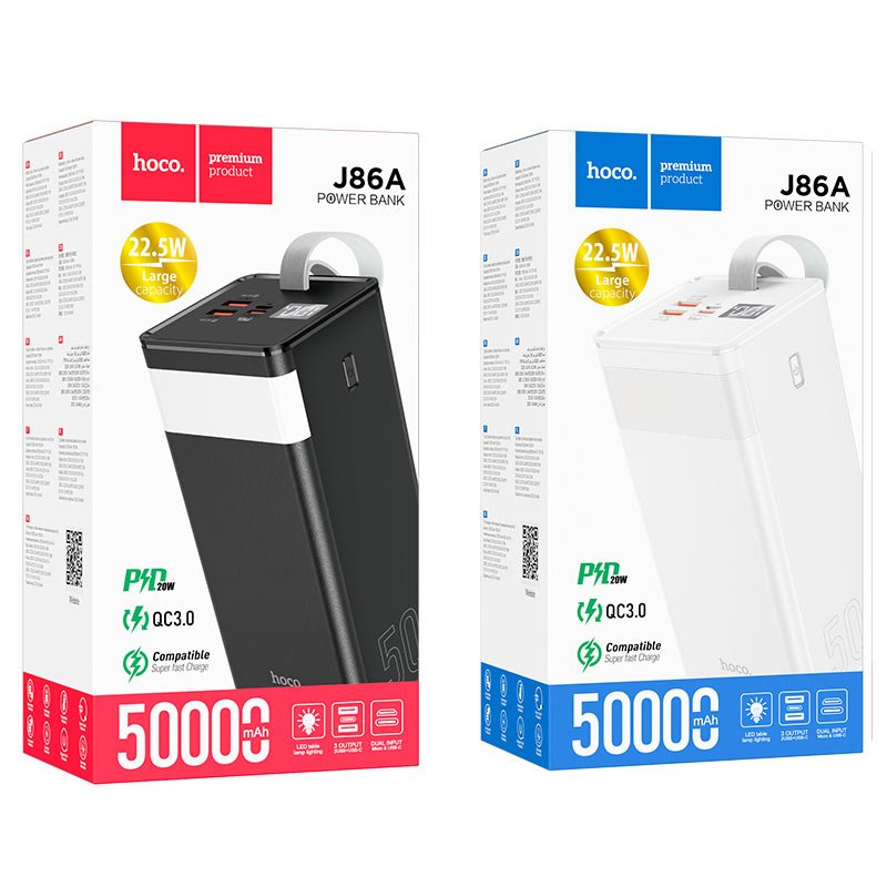 Hoco J86A Powermaster 50000mAh Power Bank – 22.5W Fast Charging - Saif Al Najmi KwPOWER STATIONHocoSaif Al Najmi Kwj86a-blackBlackHoco J86A Powermaster 50000mAh Power Bank – 22.5W Fast Charging