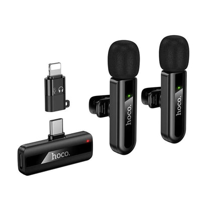 Hoco L20A Fair USB - C / Type - C & 8 Pin Dual Mic Lavalier Wireless Microphone – Black - Saif Al Najmi KwMicrophonesHocoSaif Al Najmi KwHoco L20A Fair USB - C / Type - C & 8 Pin Dual Mic Lavalier Wireless Microphone – Black