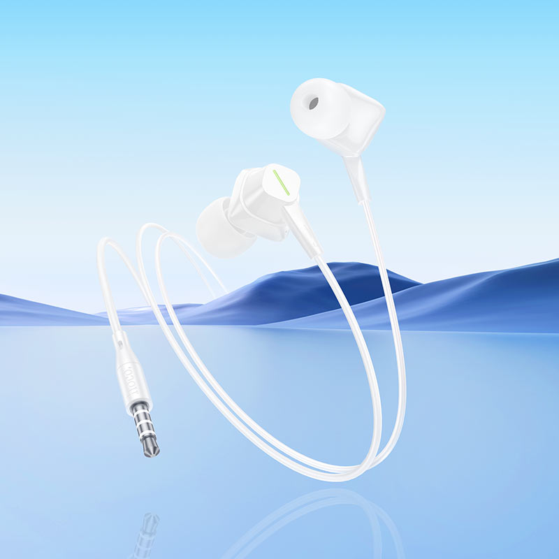 M113 Clear universal digital earphones with microphone AUX - white - Saif Al Najmi Kw
