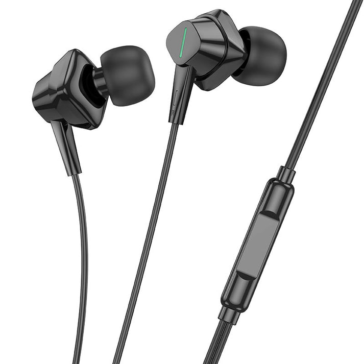 M113 Clear universal digital earphones with microphone AUX - black - Saif Al Najmi Kw