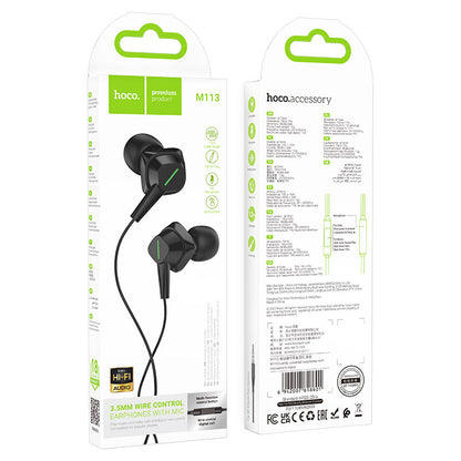 M113 Clear universal digital earphones with microphone AUX - black - Saif Al Najmi Kw