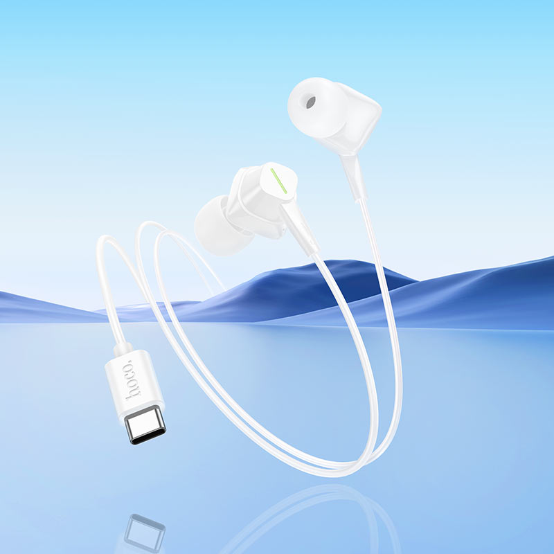 M113 Landy universal digital earphones with microphone Type-C - white - Saif Al Najmi Kw