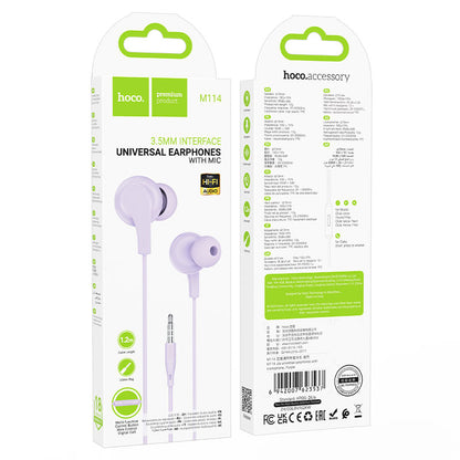 M114 Jia universal digital earphones with microphone - purple - Saif Al Najmi Kw