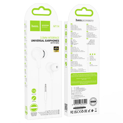 M114 Jia universal digital earphones with microphone - white - Saif Al Najmi Kw