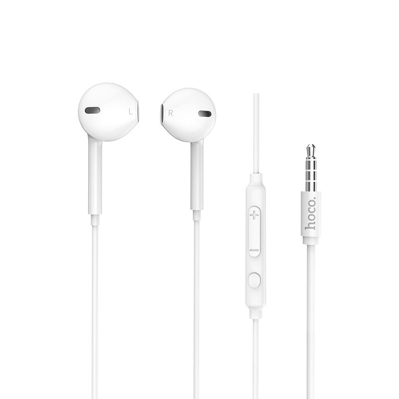 M55 Memory sound wire control earphones with mic - white - Saif Al Najmi Kw