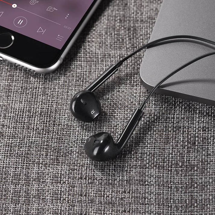 M55 Memory sound wire control earphones with mic - black - Saif Al Najmi Kw