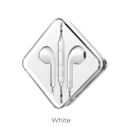 M55 Memory sound wire control earphones with mic - white - Saif Al Najmi Kw
