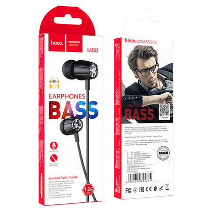 M88 Graceful universal earphones with mic - black - Saif Al Najmi Kw