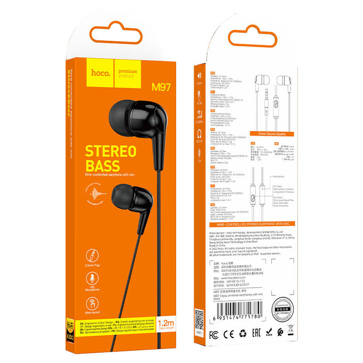 M97 Enjoy universal earphones with mic - black - Saif Al Najmi Kw
