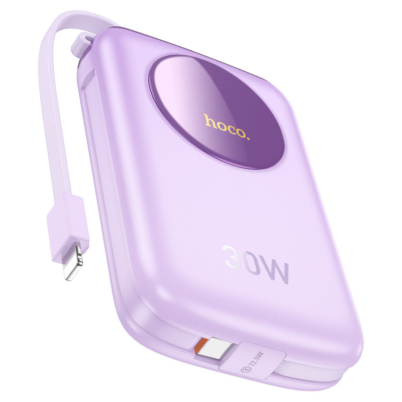 Q19 Lucky 30W fully compatible power bank with digital display and cable(10000mAh) - Purple - Saif Al Najmi Kw