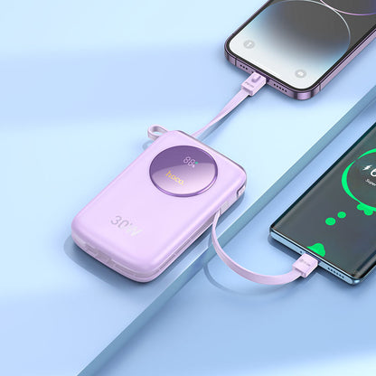 Q19 Lucky 30W fully compatible power bank with digital display and cable(10000mAh) - Purple - Saif Al Najmi Kw