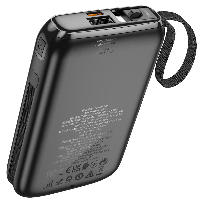 Q19 Lucky 30W fully compatible power bank with digital display and cable(10000mAh) - Purple - Saif Al Najmi Kw