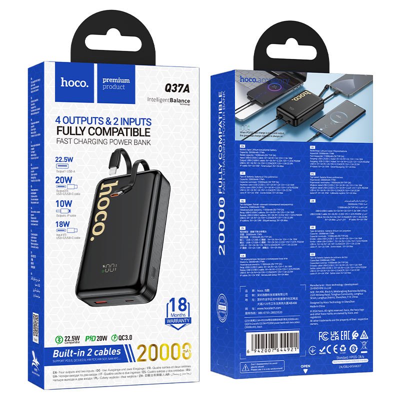HOCO Q37A Graceful 20000mAh 22.5W PD20W Fast Power Bank - Saif Al Najmi KwPower BanksHocoSaif Al Najmi KwHOCO Q37A Graceful 20000mAh 22.5W PD20W Fast Power Bank
