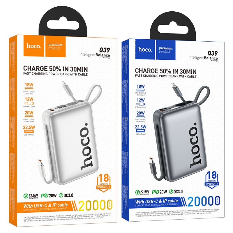 HOCO Q39 Eminente 20000mAh 22.5W PD20W Fast Power Bank - Saif Al Najmi KwPower BanksHocoSaif Al Najmi KwSilverHOCO Q39 Eminente 20000mAh 22.5W PD20W Fast Power Bank