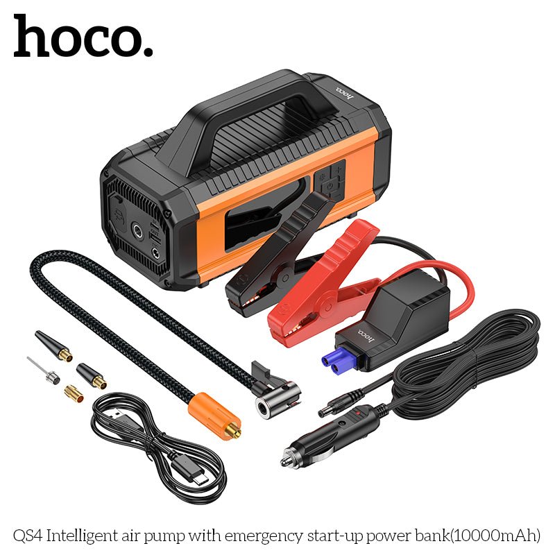 Hoco QS4 Air Pump with Emergency Start Power Bank 10000mAh - Multi - Function Portable Power - Saif Al Najmi KwCar Jump StarterHocoSaif Al Najmi KwHoco QS4 Air Pump with Emergency Start Power Bank 10000mAh - Multi - Function Portable Power - Saif Al Najmi Kw