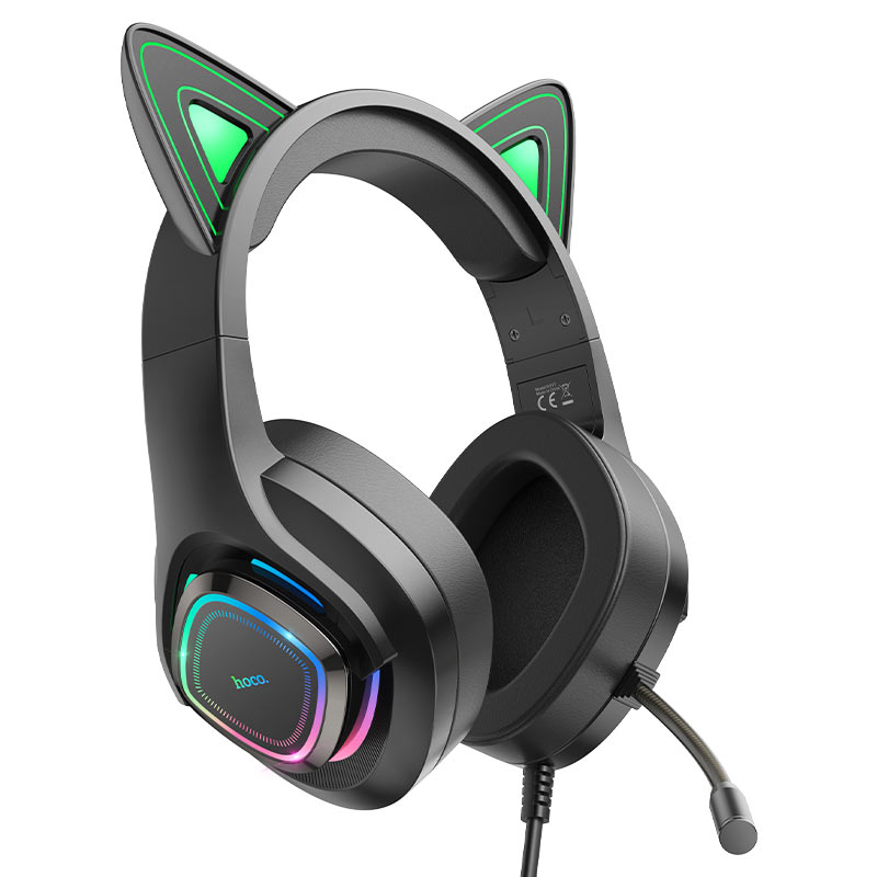 Hoco W107 Cute cat luminous cat ear gaming headphones - elf cat - Saif Al Najmi Kw