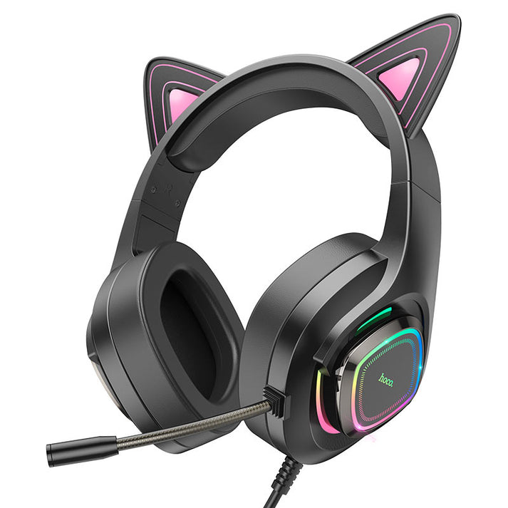 Hoco W107 Cute cat luminous cat ear gaming headphones - phantom cat - Saif Al Najmi Kw