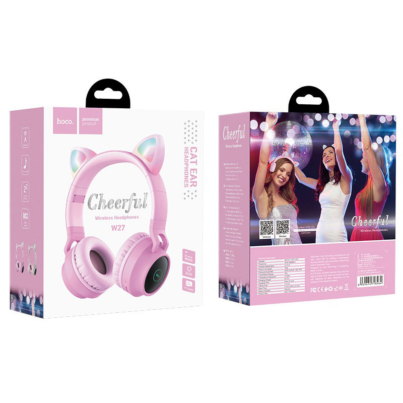 W27 Cat ear wireless headphones - pink - Saif Al Najmi Kw