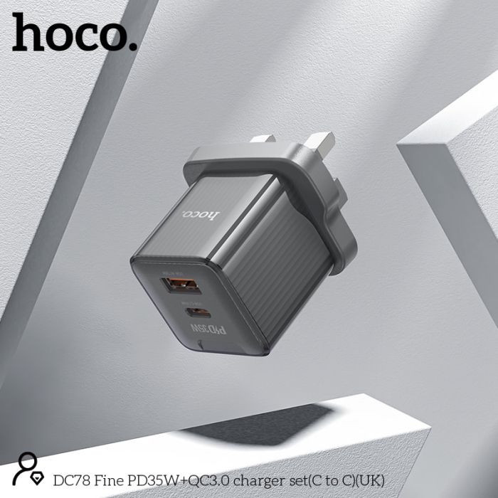 Hoco Wall Charger Dual Port PD35W+QC3.0 with Charging Cable Type - C to Type - C by Hoco - dc78 - Saif Al Najmi KwChargershocoSaif Al Najmi Kwdc78-hocoHoco Wall Charger Dual Port PD35W+QC3.0 with Charging Cable Type - C to Type - C by Hoco - dc78