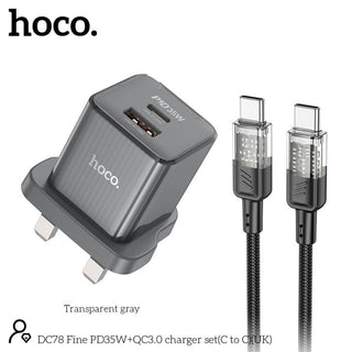 Hoco Wall Charger Dual Port PD35W+QC3.0 with Charging Cable Type - C to Type - C by Hoco - dc78 - Saif Al Najmi KwChargershocoSaif Al Najmi Kwdc78-hocoHoco Wall Charger Dual Port PD35W+QC3.0 with Charging Cable Type - C to Type - C by Hoco - dc78