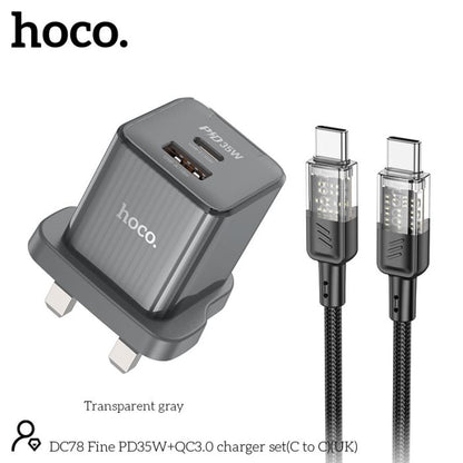 Hoco Wall Charger Dual Port PD35W+QC3.0 with Charging Cable Type - C to Type - C by Hoco - dc78 - Saif Al Najmi KwChargershocoSaif Al Najmi Kwdc78-hocoHoco Wall Charger Dual Port PD35W+QC3.0 with Charging Cable Type - C to Type - C by Hoco - dc78