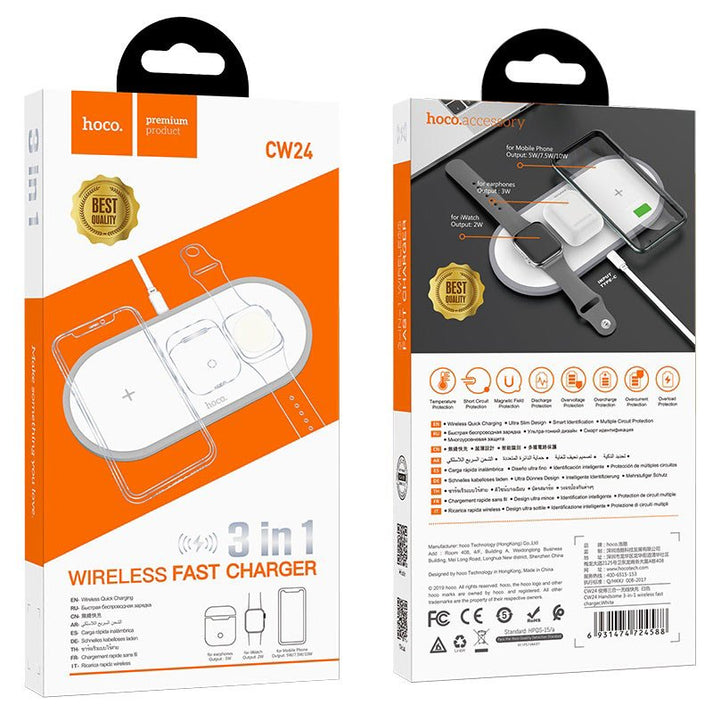 Hoco Wireless charger “CW24 Handsome” 3 - in - 1 tabletop charging dock 10w - Saif Al Najmi KwSaif Al Najmi KwSaif Al Najmi KwHoco Wireless charger “CW24 Handsome” 3 - in - 1 tabletop charging dock 10w
