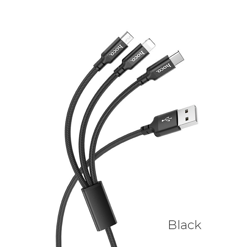 Hoco X14 3-in-1 Times speed charging cable iP+Micro+Type-C - Saif Al Najmi Kw