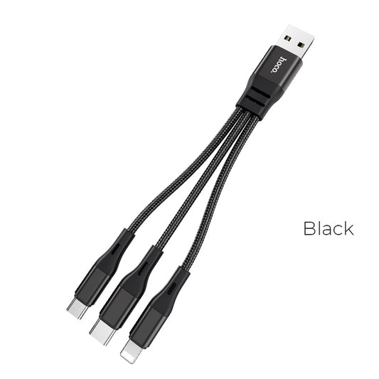 Hoco X47 3-in-1 Harbor charging cable(iP+Micro+Type-C) 0.25M - Saif Al Najmi Kw
