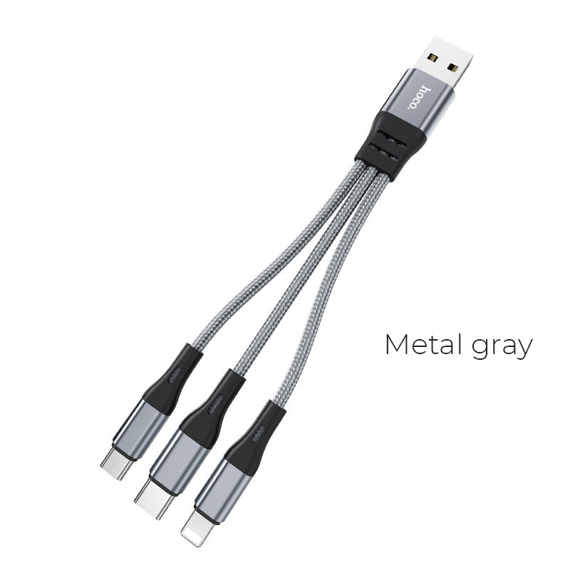 Hoco X47 3-in-1 Harbor charging cable(iP+Micro+Type-C) 0.25M - Saif Al Najmi Kw