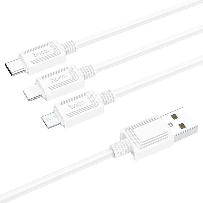 Hoco X74 3 - in - 1 charging cable(iP+Micro+Type - C) - Saif Al Najmi KwData CablesHocoSaif Al Najmi KwHoco40079WhiteHoco X74 3 - in - 1 charging cable(iP+Micro+Type - C) - Saif Al Najmi Kw