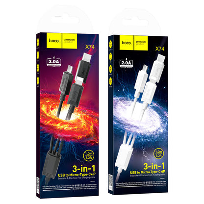 Hoco X74 3-in-1 charging cable(iP+Micro+Type-C) - Saif Al Najmi Kw