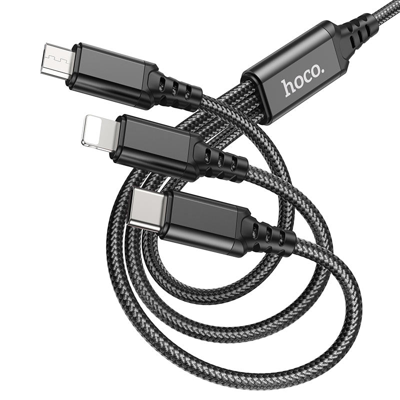 Hoco X76 3 - in - 1 Super charging cable(iP+Type - C+Micro) - Saif Al Najmi KwData CablesHocoSaif Al Najmi KwHoco-4266BlackHoco X76 3 - in - 1 Super charging cable(iP+Type - C+Micro) - Saif Al Najmi Kw