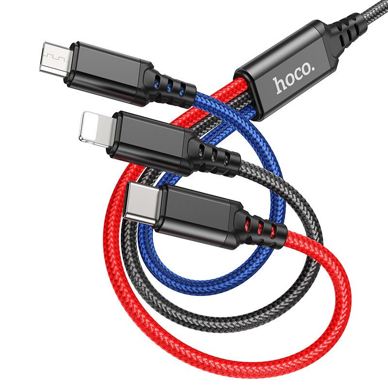 Hoco X76 3 - in - 1 Super charging cable(iP+Type - C+Micro) - Saif Al Najmi KwData CablesHocoSaif Al Najmi KwHoco-4267Black/Red/BlueHoco X76 3 - in - 1 Super charging cable(iP+Type - C+Micro) - Saif Al Najmi Kw