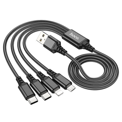 Hoco X76 4 - in - 1 Super charging cable(Type - C+Type - C+iP+Micro) - Saif Al Najmi KwData CablesHocoSaif Al Najmi KwHoco-1717BlackHoco X76 4 - in - 1 Super charging cable(Type - C+Type - C+iP+Micro) - Saif Al Najmi Kw