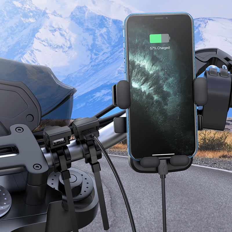 Hoco Z45A Dual USB Motorcycle Charger with Phone Holder - Saif Al Najmi Kw