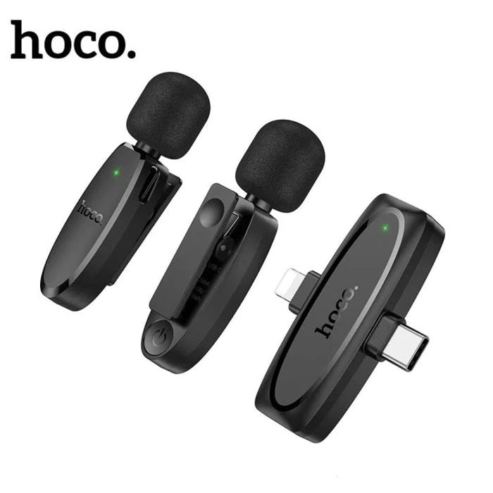 Hoco L15 Dual Wireless Lavalier Microphone – Type-C & Lightning Receivers for iPhone & Android - Saif Al Najmi Kw