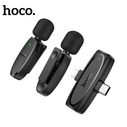 Hoco L15 Dual Wireless Lavalier Microphone – Type-C & Lightning Receivers for iPhone & Android - Saif Al Najmi Kw
