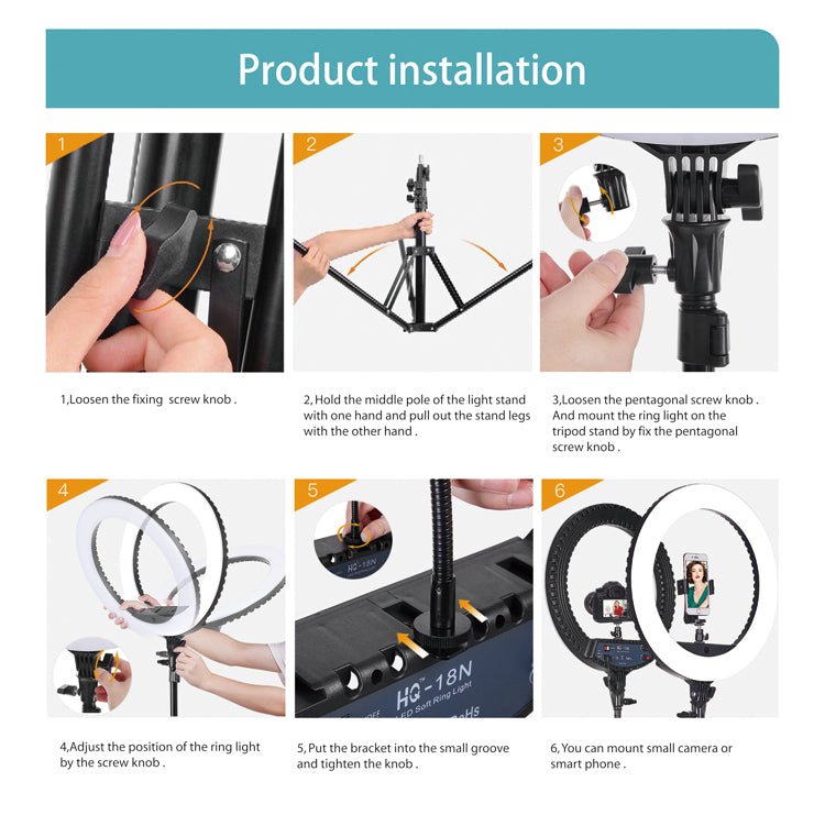 HQ - 18 Professional 18" LED Ring Light with Stand – Selfie & Live Streaming Kit - Saif Al Najmi KwLED LightSaif Al Najmi KwSaif Al Najmi KwHQ - 18 Professional 18" LED Ring Light with Stand – Selfie & Live Streaming Kit