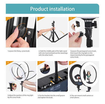 HQ - 18 Professional 18" LED Ring Light with Stand – Selfie & Live Streaming Kit - Saif Al Najmi KwLED LightSaif Al Najmi KwSaif Al Najmi KwHQ - 18 Professional 18" LED Ring Light with Stand – Selfie & Live Streaming Kit