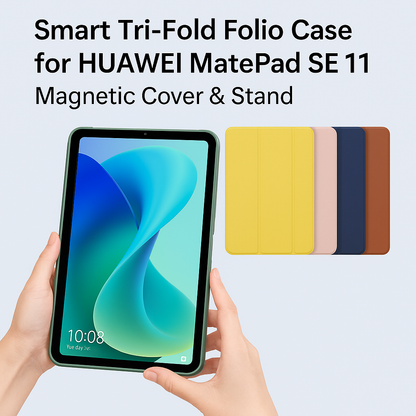 Smart Tri-Fold Folio Case for HUAWEI MatePad SE 11 – Magnetic Cover & Stand