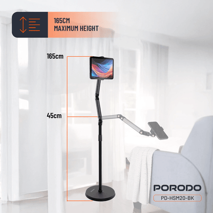 Porodo 360° Rotatable Phone & Tablet Floor Stand 1.65m