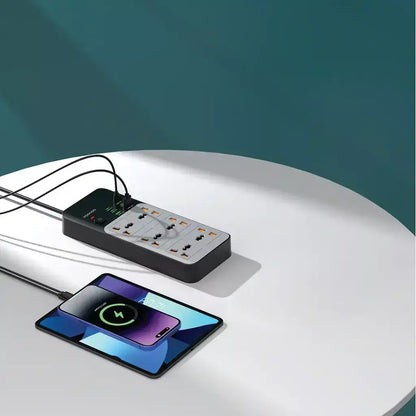 Porodo 3000W 6AC Universal Power Strip with 6 USB Ports (4C + 2A) | Gray