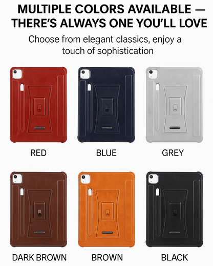 APPLE Premium Leather iPad Case with Kickstand & Apple Pencil Holder – Multiple Colors