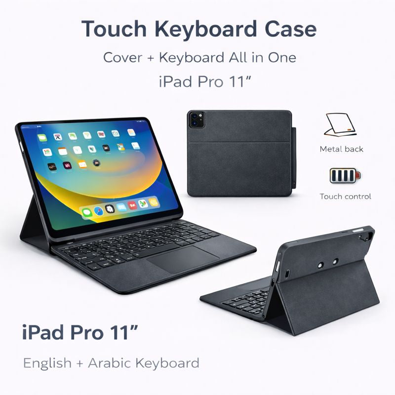 Touch Keyboard Case for iPad Pro 11″ – English & Arabic