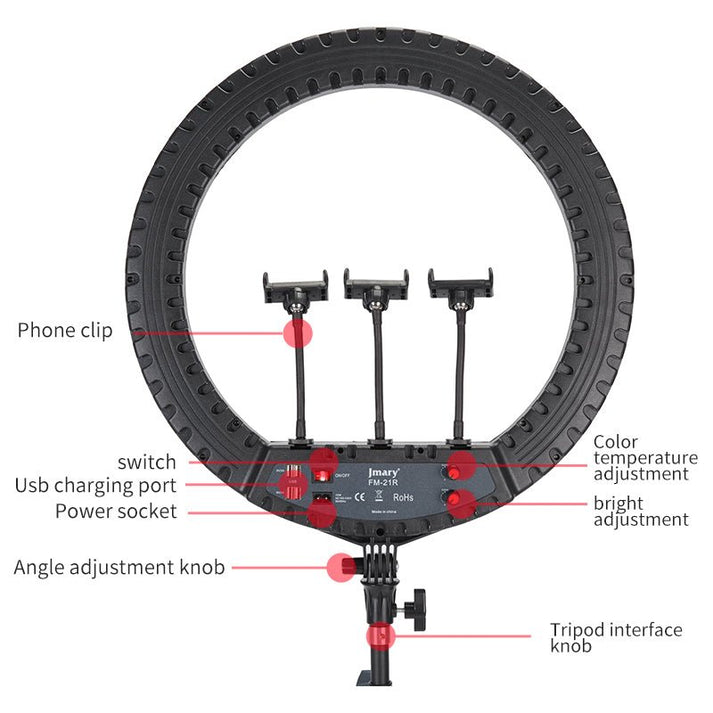 Jmary FM - 21R 21 Inch Bi - Color LED Ring Light with Remote - Saif Al Najmi KwLED LightJmarySaif Al Najmi KwJmary FM - 21R 21 Inch Bi - Color LED Ring Light with Remote